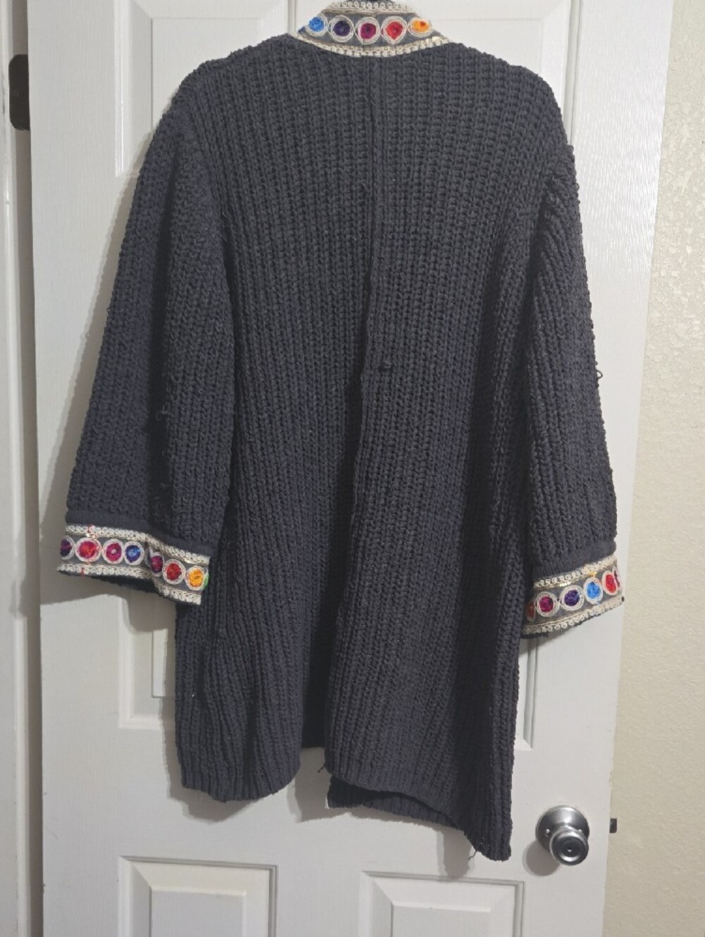 POL Charcoal Open Knit Cardigan with Rainbow Trim - Picture 8 of 8